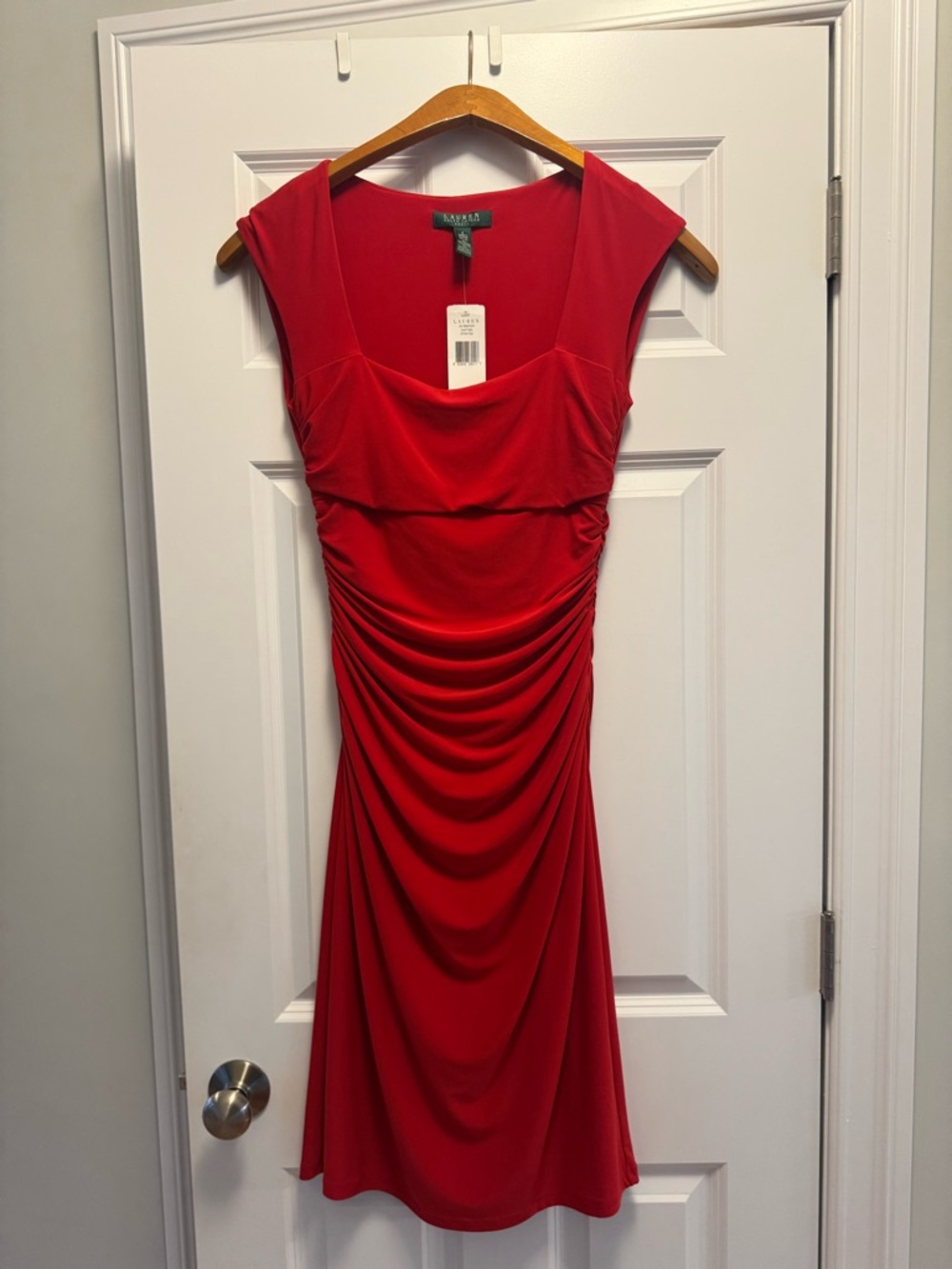 Ralph Lauren Red Draped Midi Dress